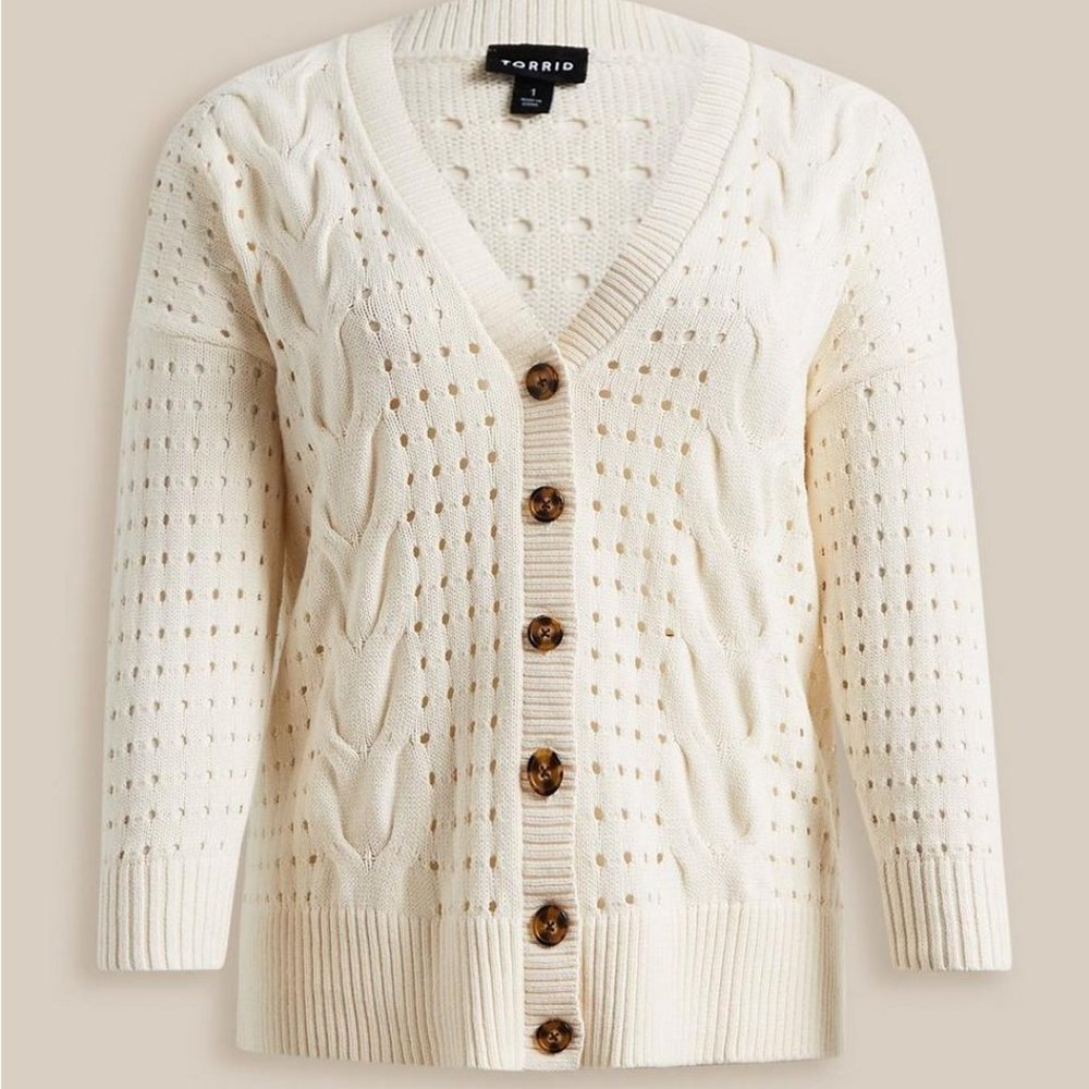 Plus size sweater cardigan by Torrid 2 2X 18 20 plus size cream sweater NWT